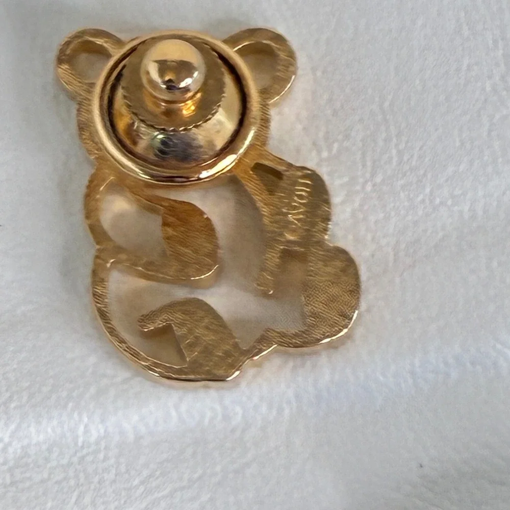 Vintage Teddy Bear Brooch Pin Lot Figural Articulated Gold Tone - Picture 8 of 12